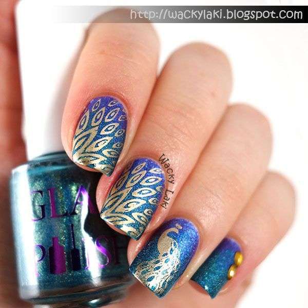 Cute &Amp; Stamped Peacock Nail Designs