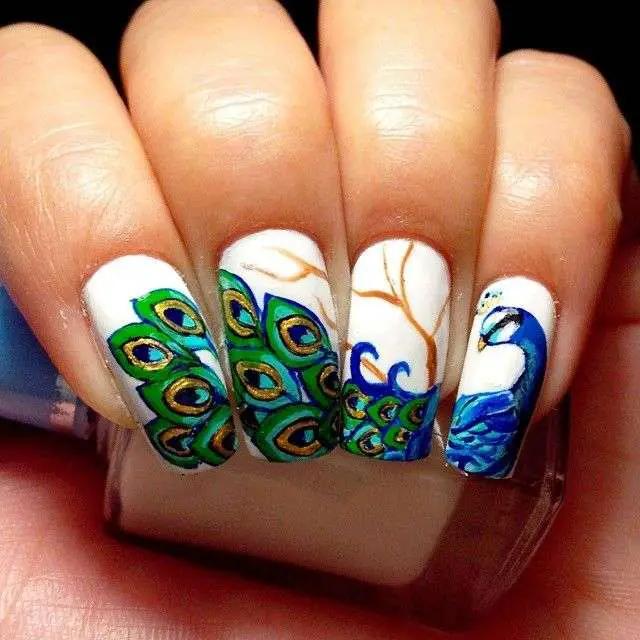 Intricate Peacock Nail Designs