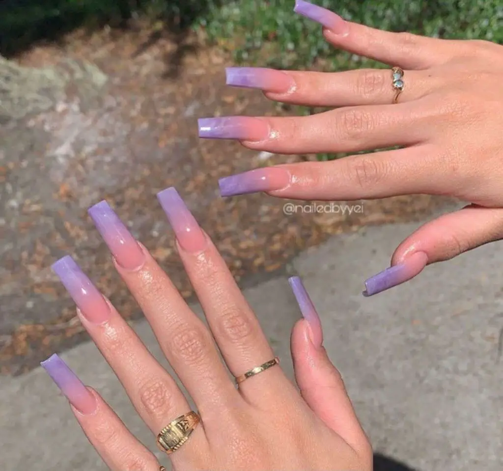 Elegance Purple And Pink Marble Nails