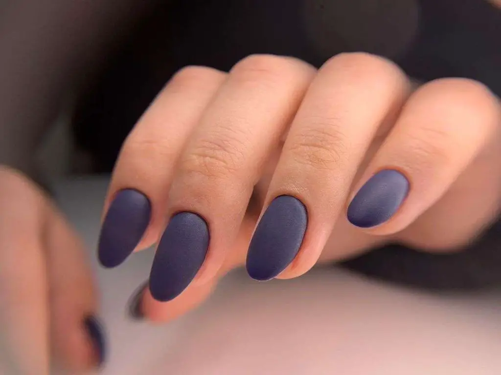 Simple Rounded Matte Navy Blue Nails 