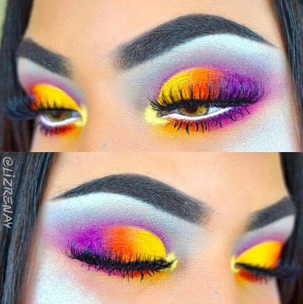 Bright Orange And Purple Sunset Makeup Looks