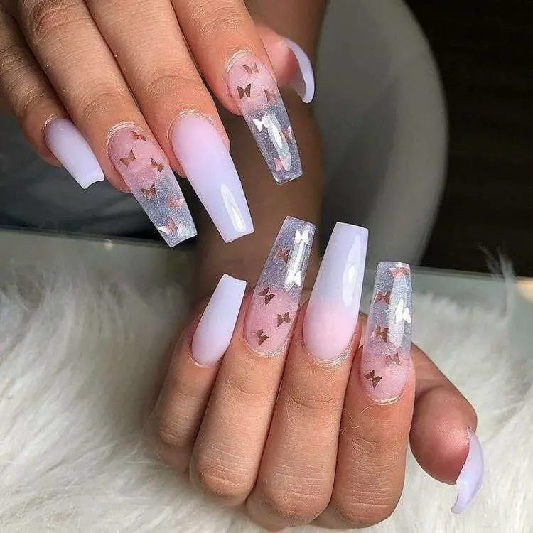 Classic Long Butterfly Acrylic Nails