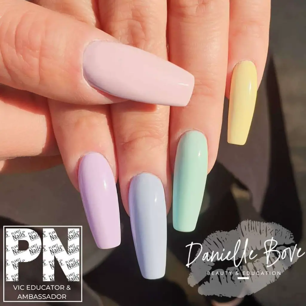 Pastel Purple Nails With Different Shades Of Pastel