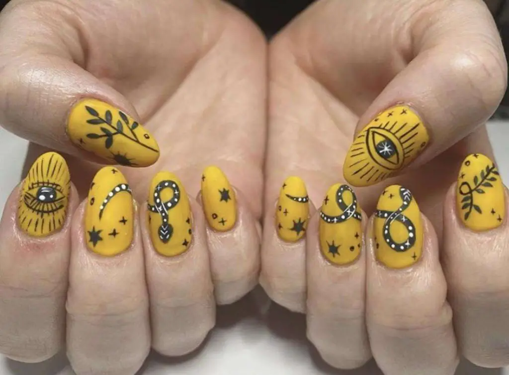 Artistic Mustardy Matte Yellow Nails