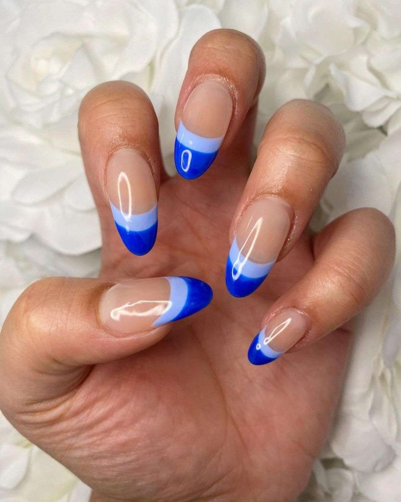 Blue And Brown Almond Nails
