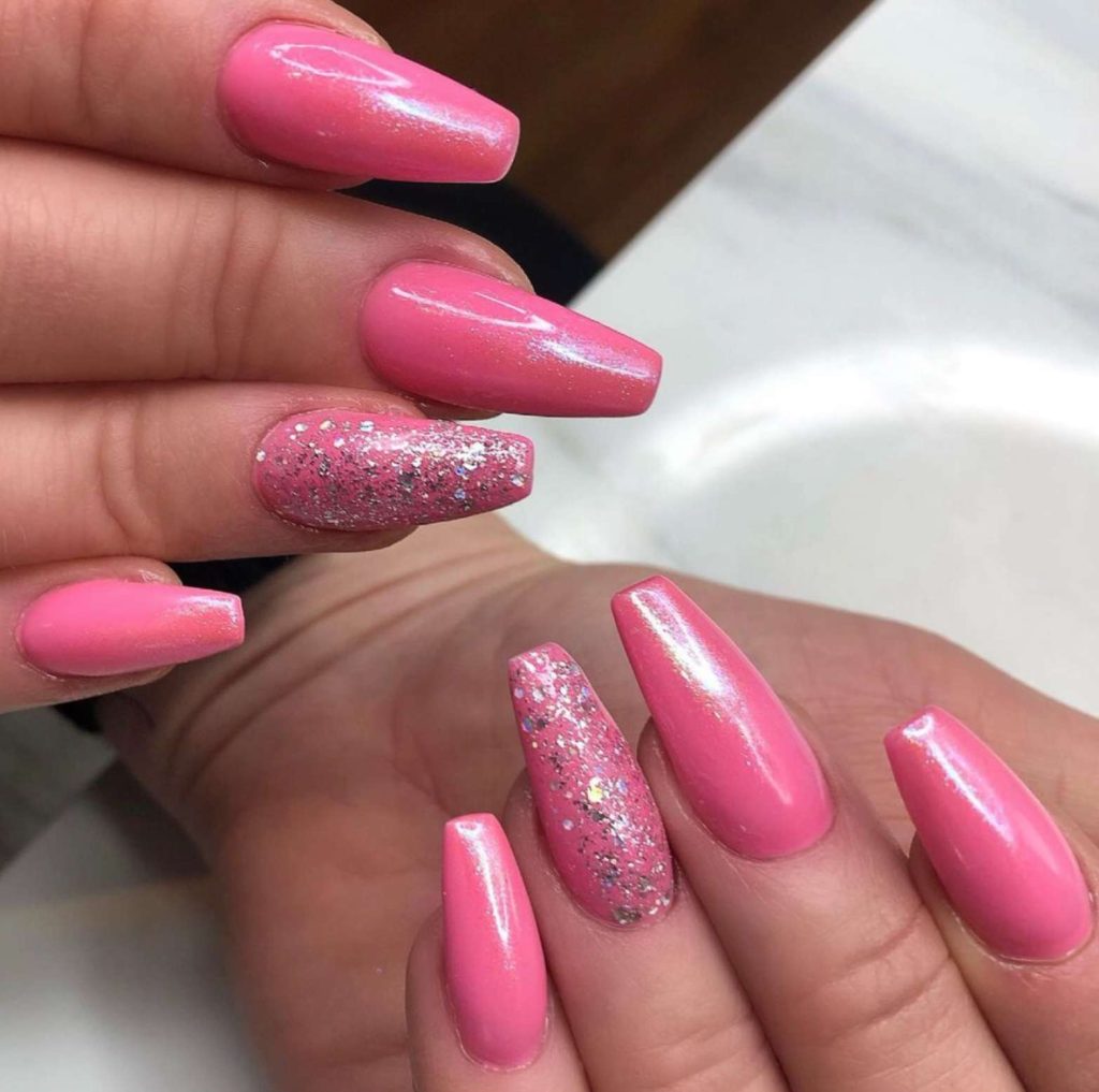 Coffin Bubblegum Pink Nails