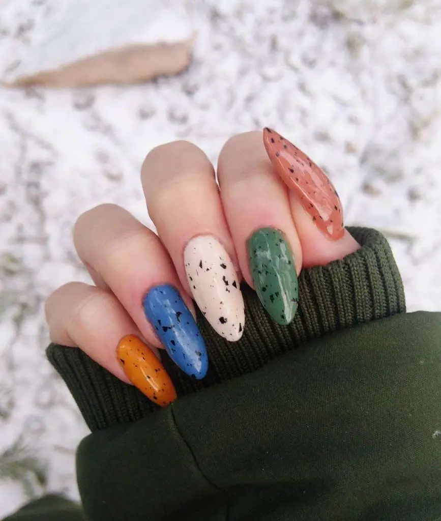 Multi-Colored Eggshell E Girl Nails