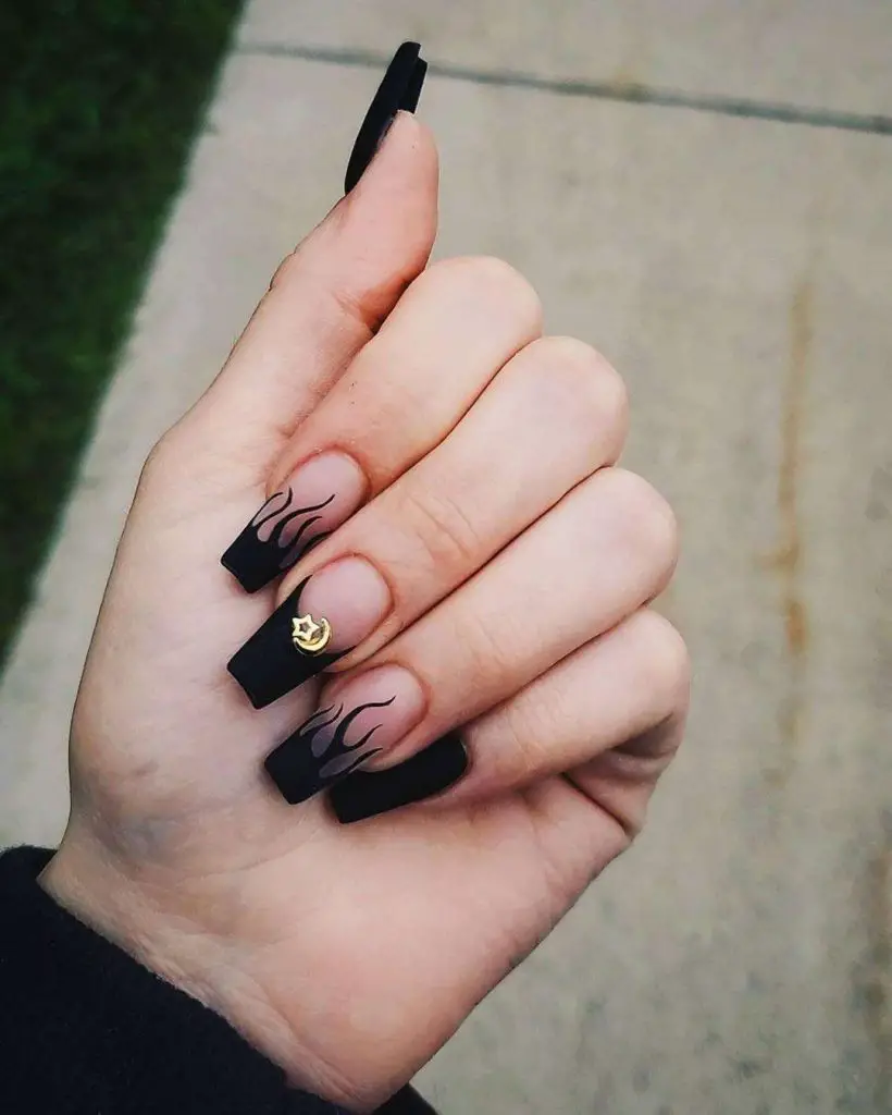 Matte Pink And Black E Girl Nails