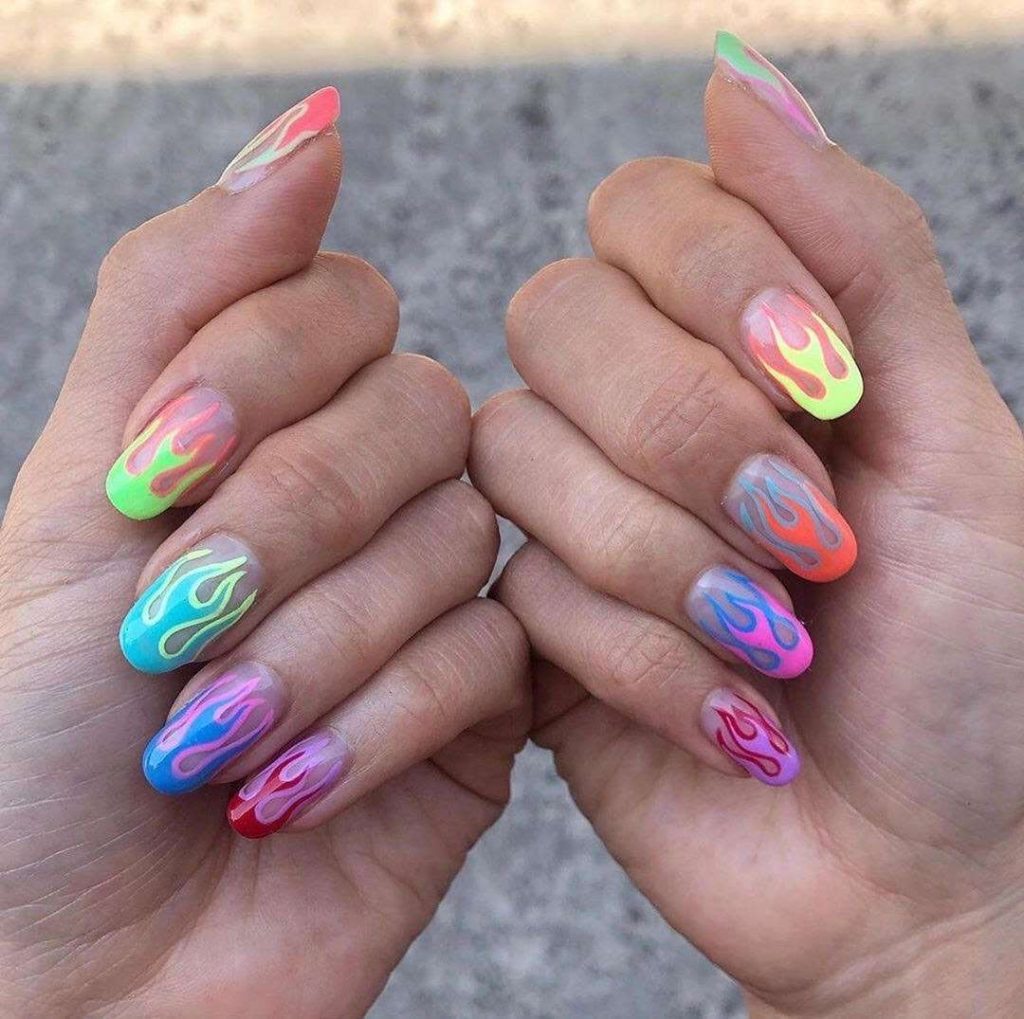 Multi-Colored Neon E Girl Nails
