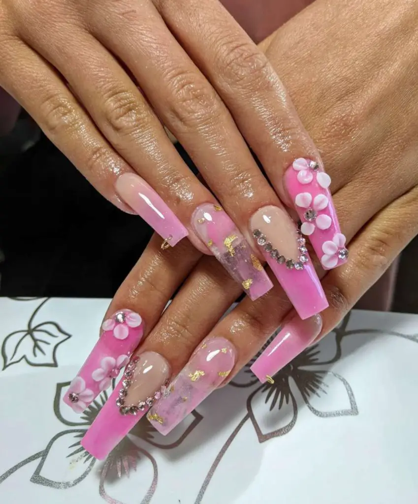 Exceptional Acrylic Bubblegum Pink Nails