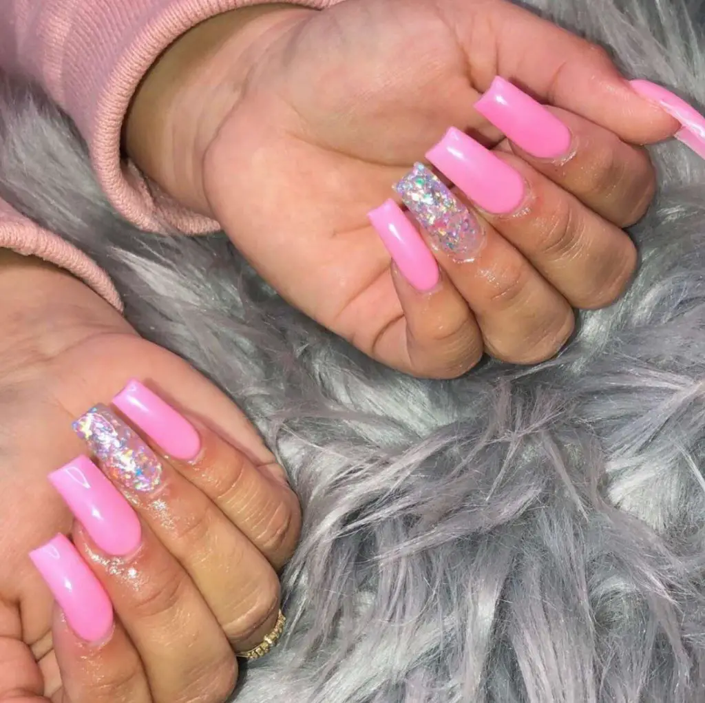 Fun Acrylic Bubblegum Pink Nails
