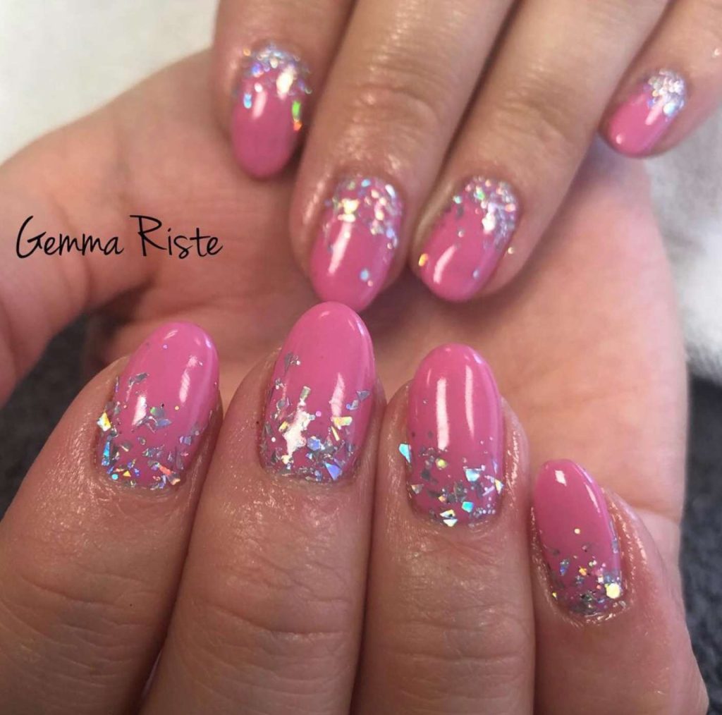 Glittery Bubblegum Pink Nails
