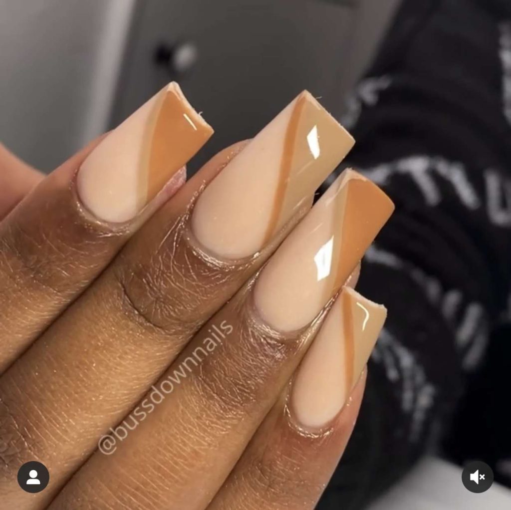 Caramel Brown French Tip Nails