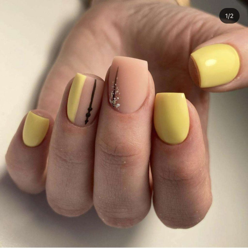 Minimal Short Square Matte Yellow Nails