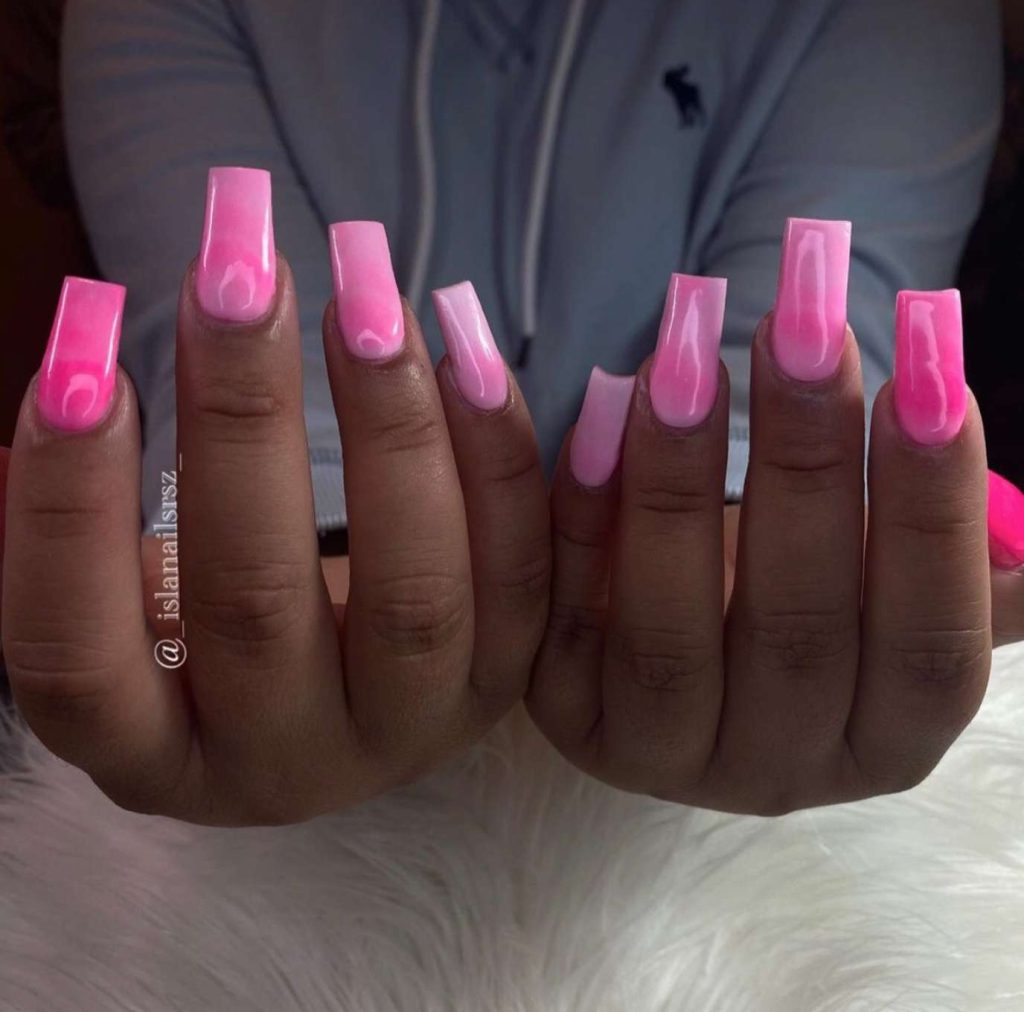 Neon Ombré Bubblegum Pink Nails