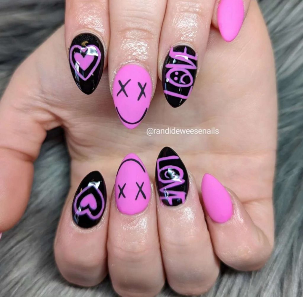 Punky Bubblegum Pink Nails
