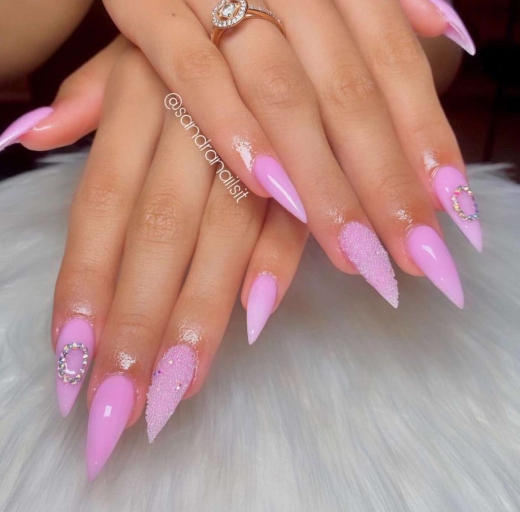 Stiletto Bubblegum Pink Nails