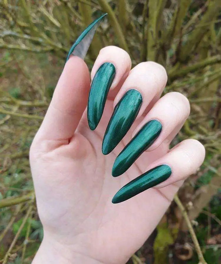 Forest Green Claws Mountain Peak Nails