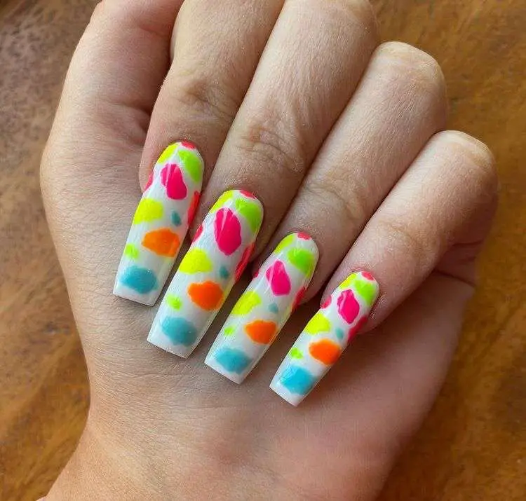 Summer Vibe-Y Rainbow Cow Print Nails