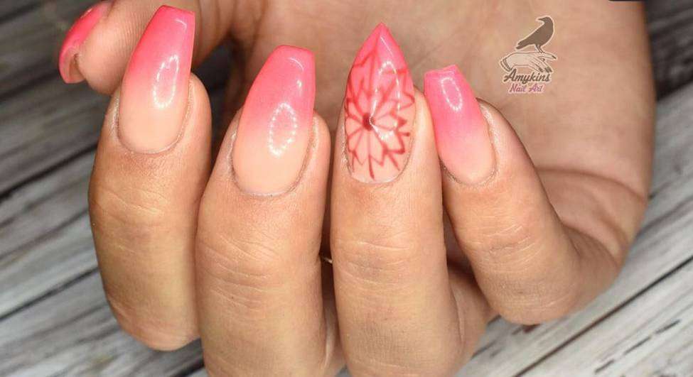 Light Pink Flower Nezuko Nails