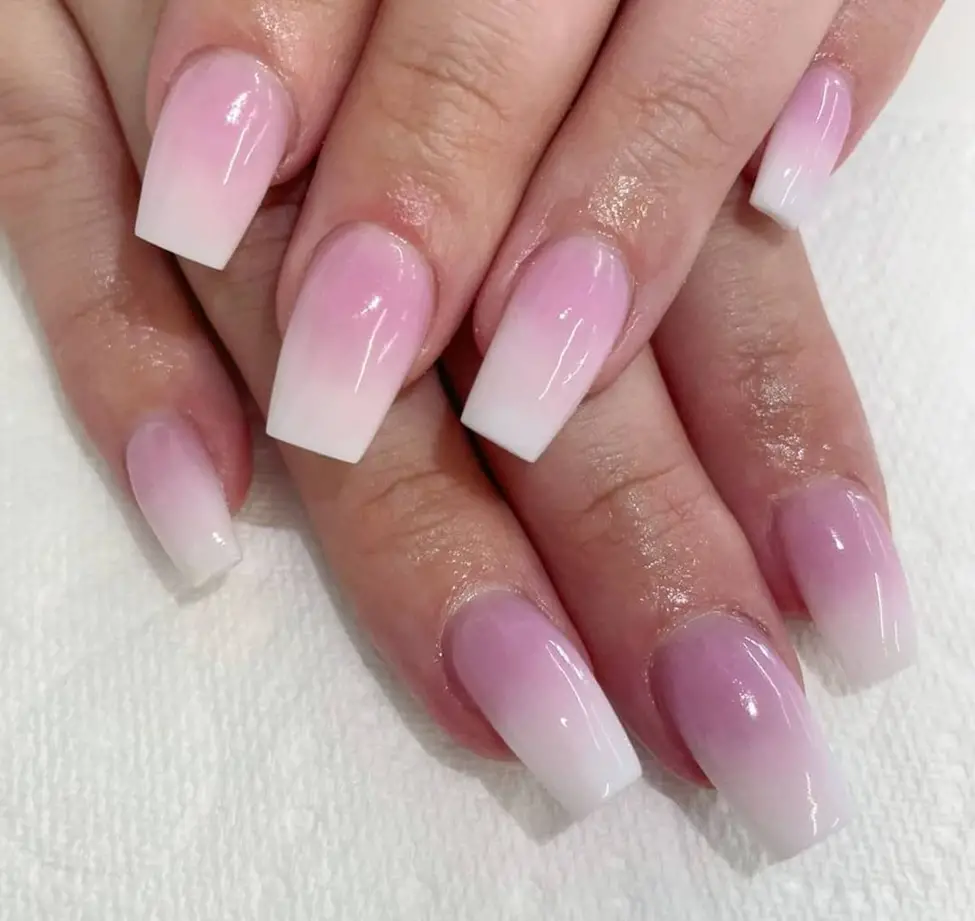 White Nezuko Nails With Pinkish Shade