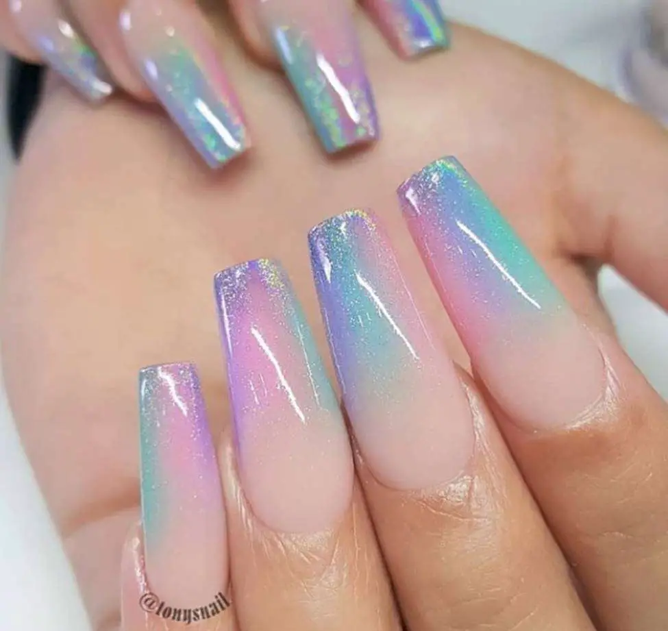 Multi-Colored Rainbow Nezuko Nails