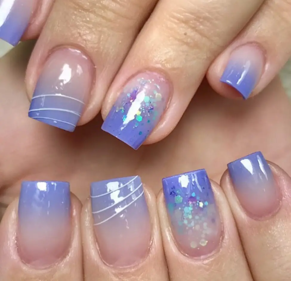 Starry Blue Nezuko Nails