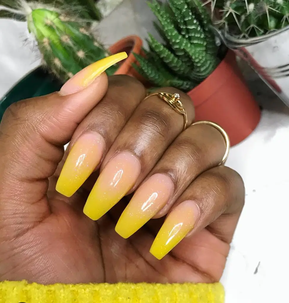 Bright Yellow Nezuko Nails