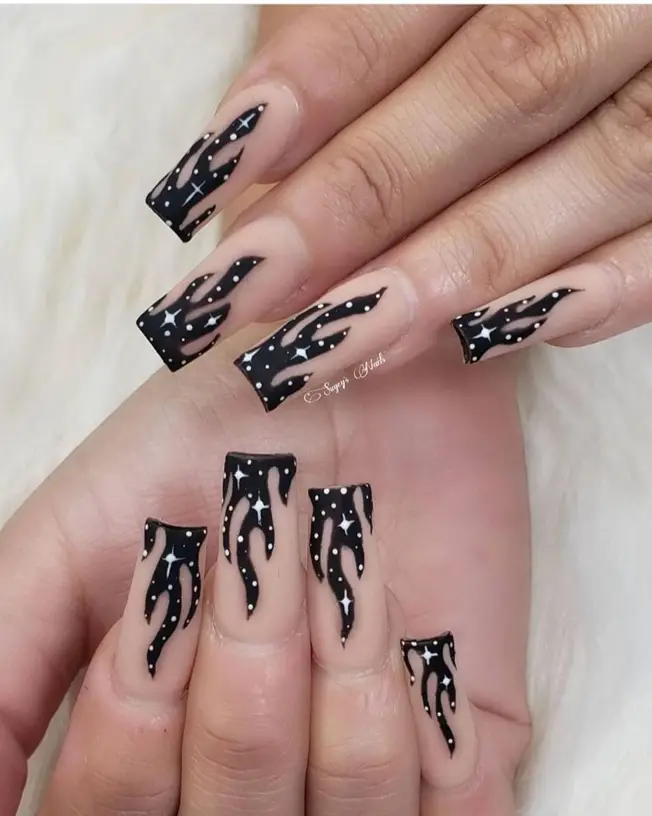 Bonus Trend: Coffin Nails With Flames 