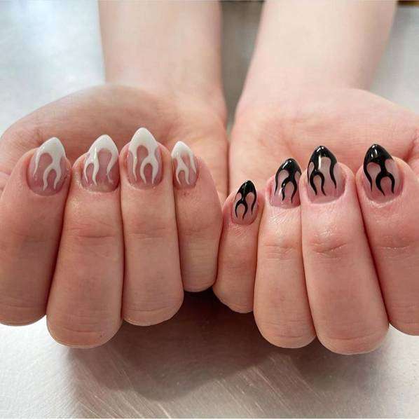 Minimalist Trend Of Clear Nails With Flames