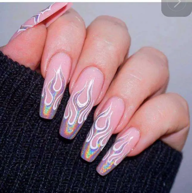 Classic Glittery Tips With Flames 