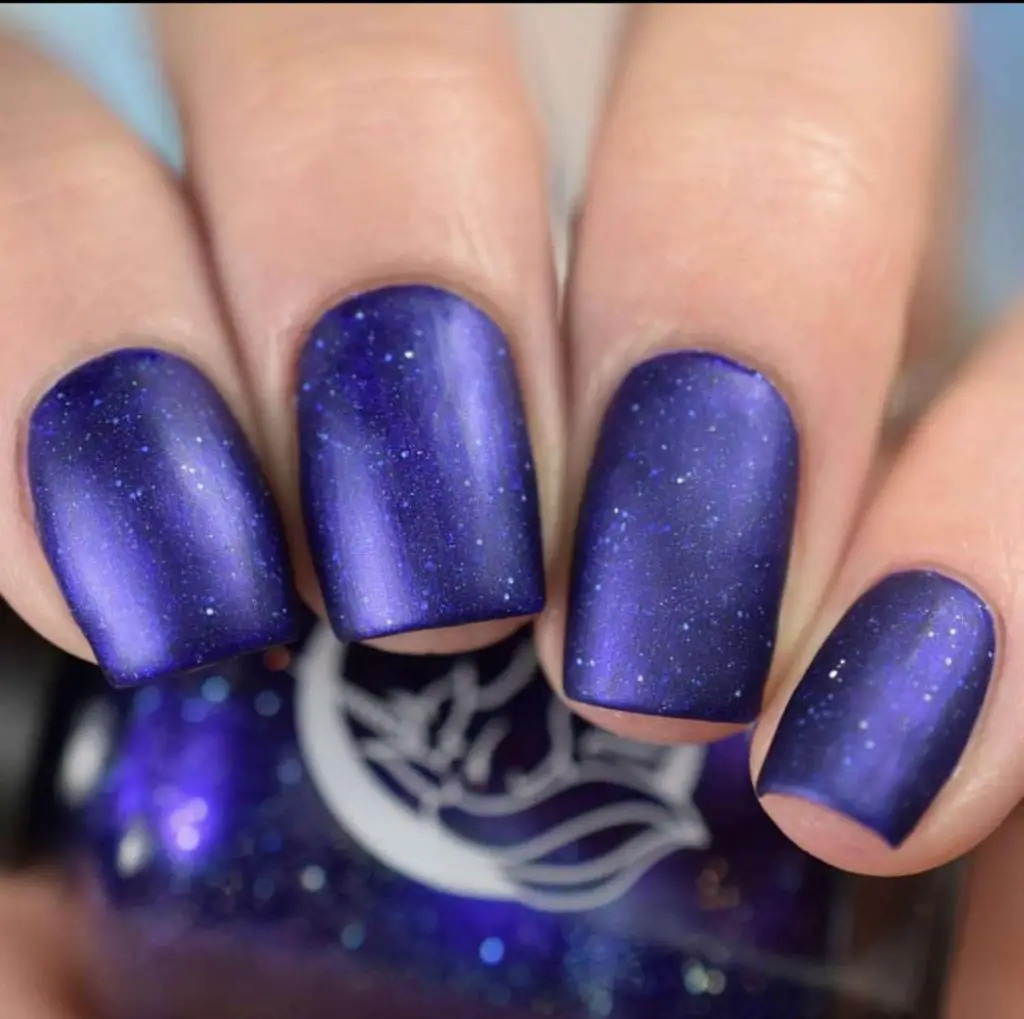 Matte Royal Blue Nails With Glitter