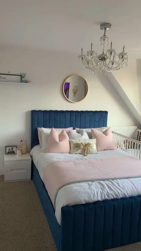 Navy Blue And Pink Bedroom