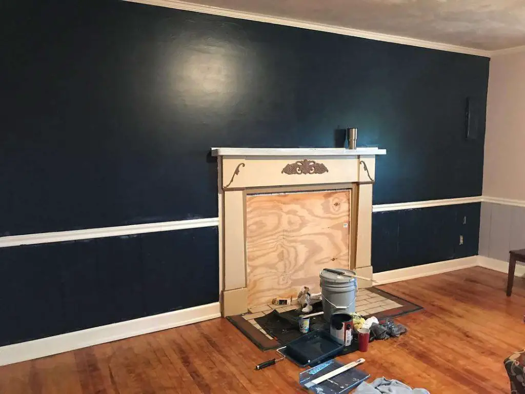 Dark Blue Accent Wall Bedroom
