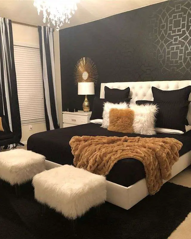 Black, Gold, And White Bedroom