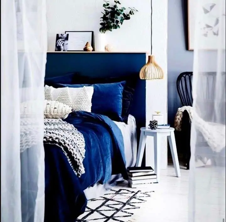 Blue White Black Bedroom