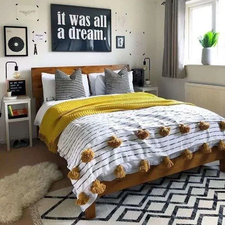 Yellow Black And White Bedroom Decor