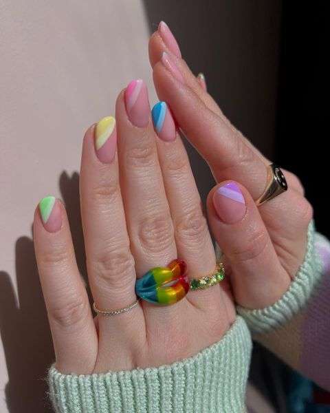 Cute Birthday Rainbow Nails