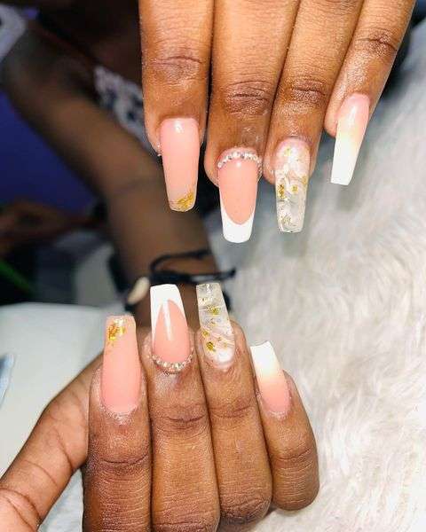Marble French Tip Nails