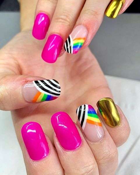 Rainbow Chrome Nails