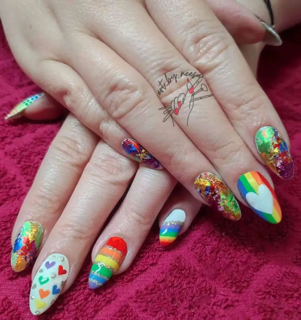 Rainbow Heart Nail Art Designs