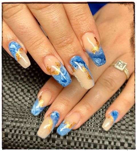 Stunning Blue Marble Nails