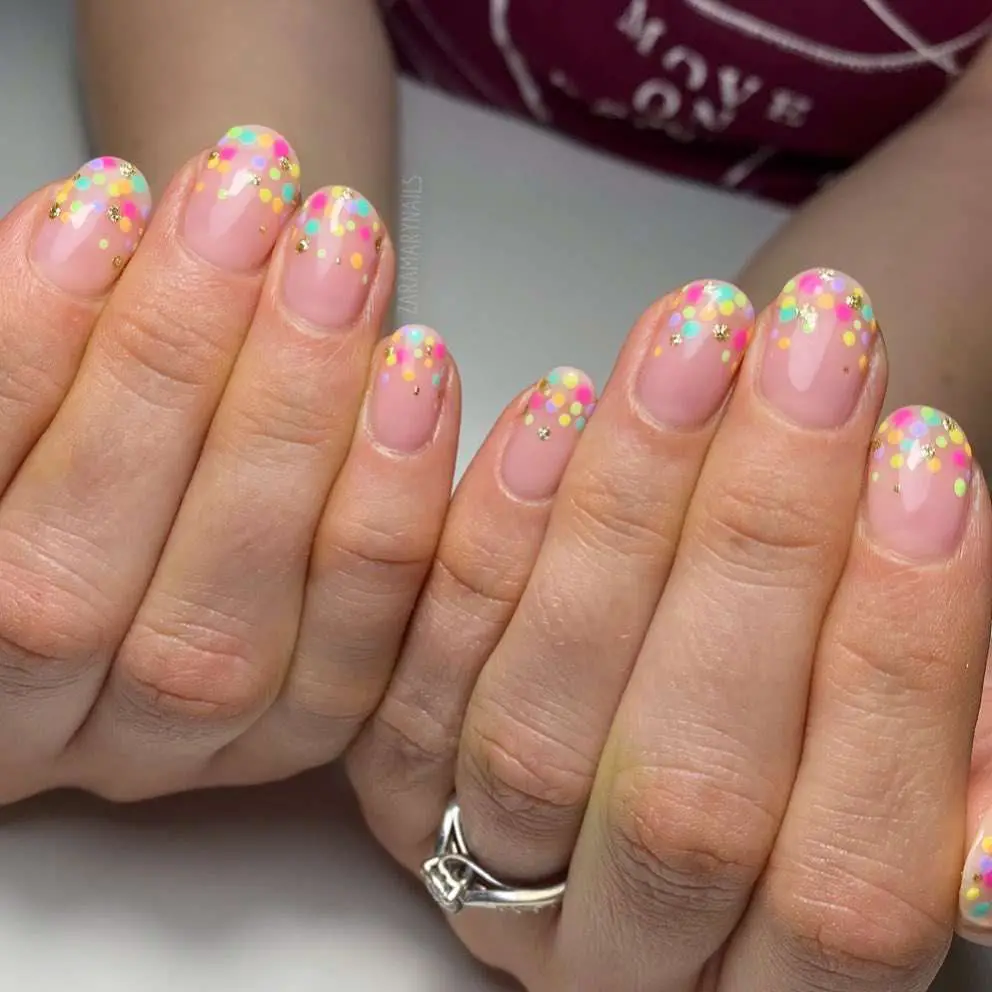 Confetti Rainbow Nails