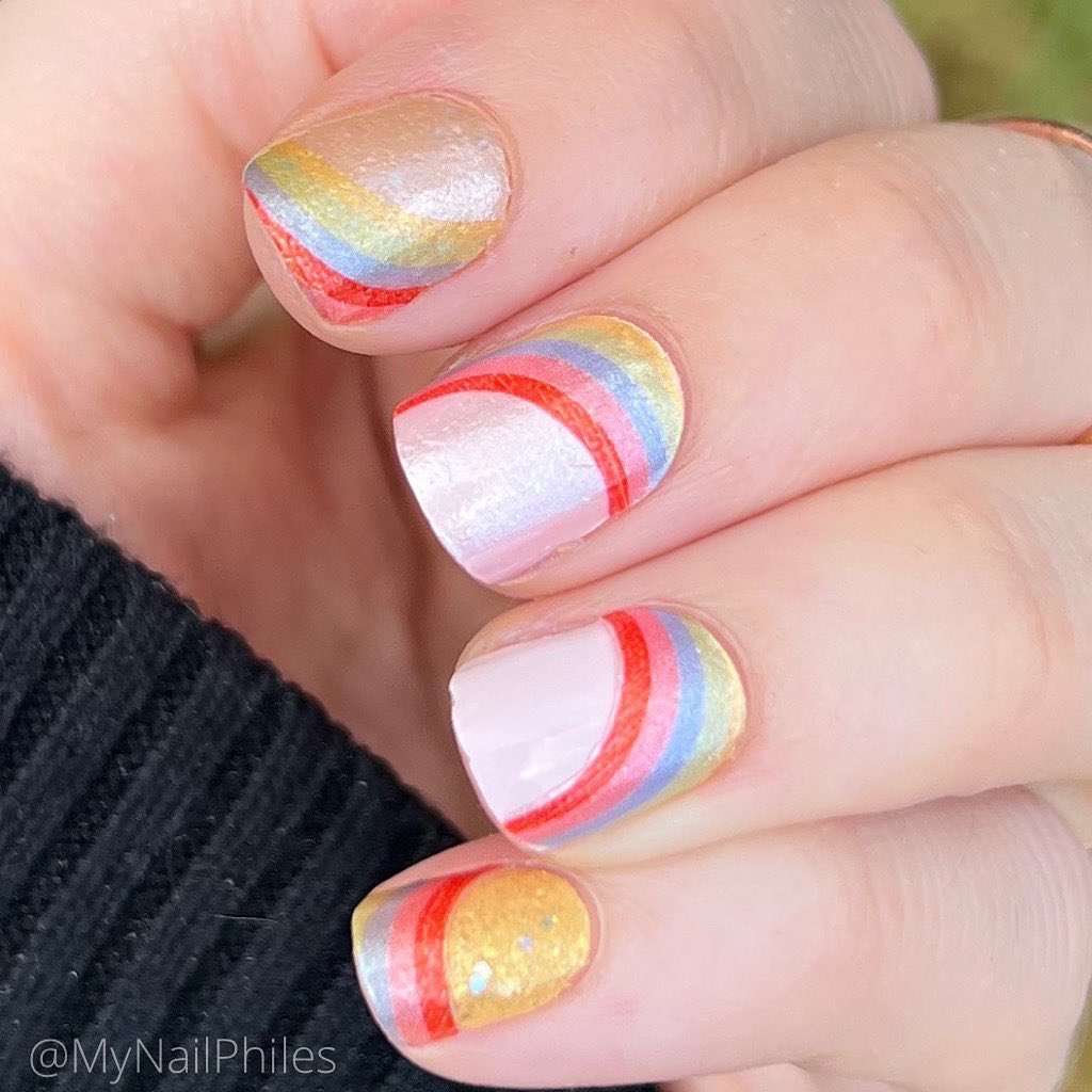 Swirly Pastel Rainbow Nails