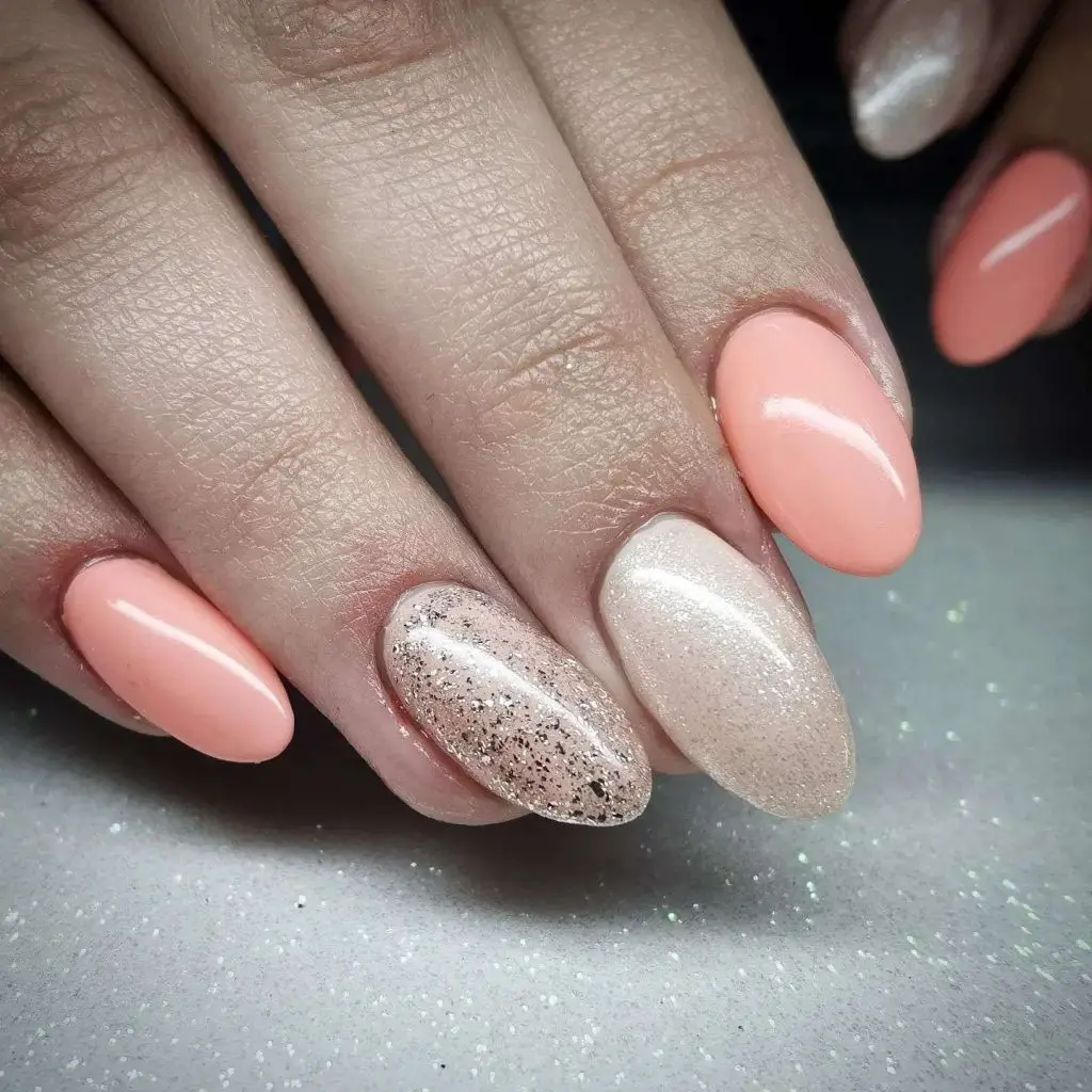 Almond Shape Pink Gel Polish Nails