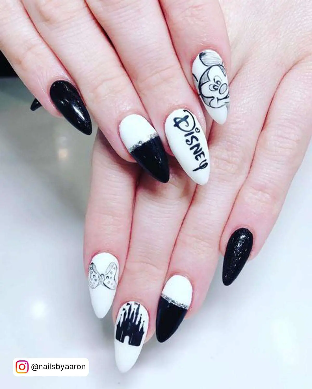 Black And White Disney Theme Nails