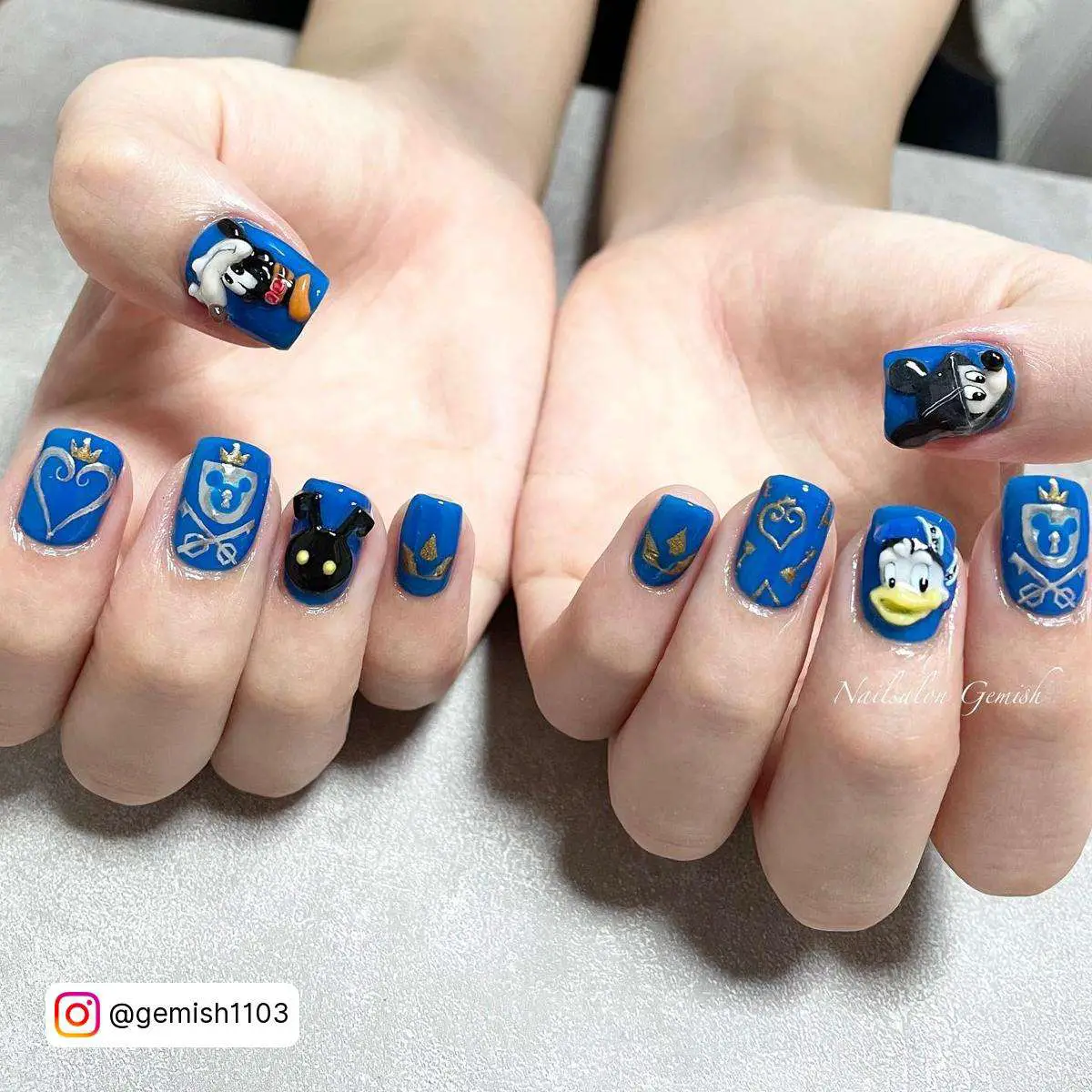 Blue Disney Inspired Nails