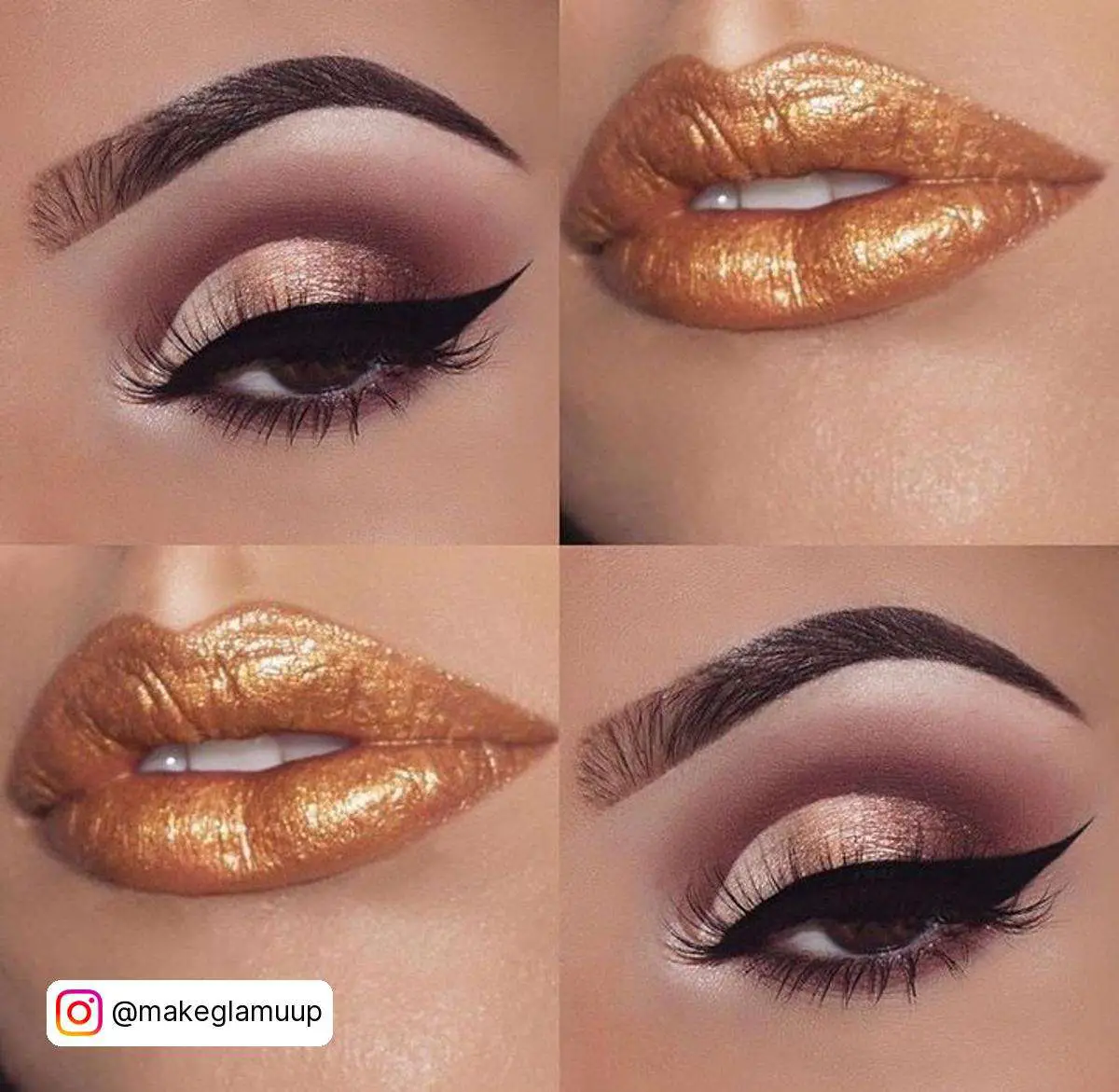Gold Lips + Simple Eye Makeup