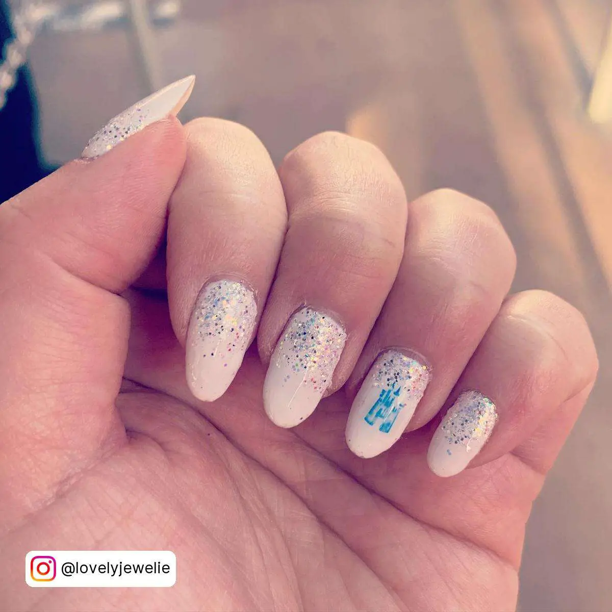 Sparkly Disney Castle Nails