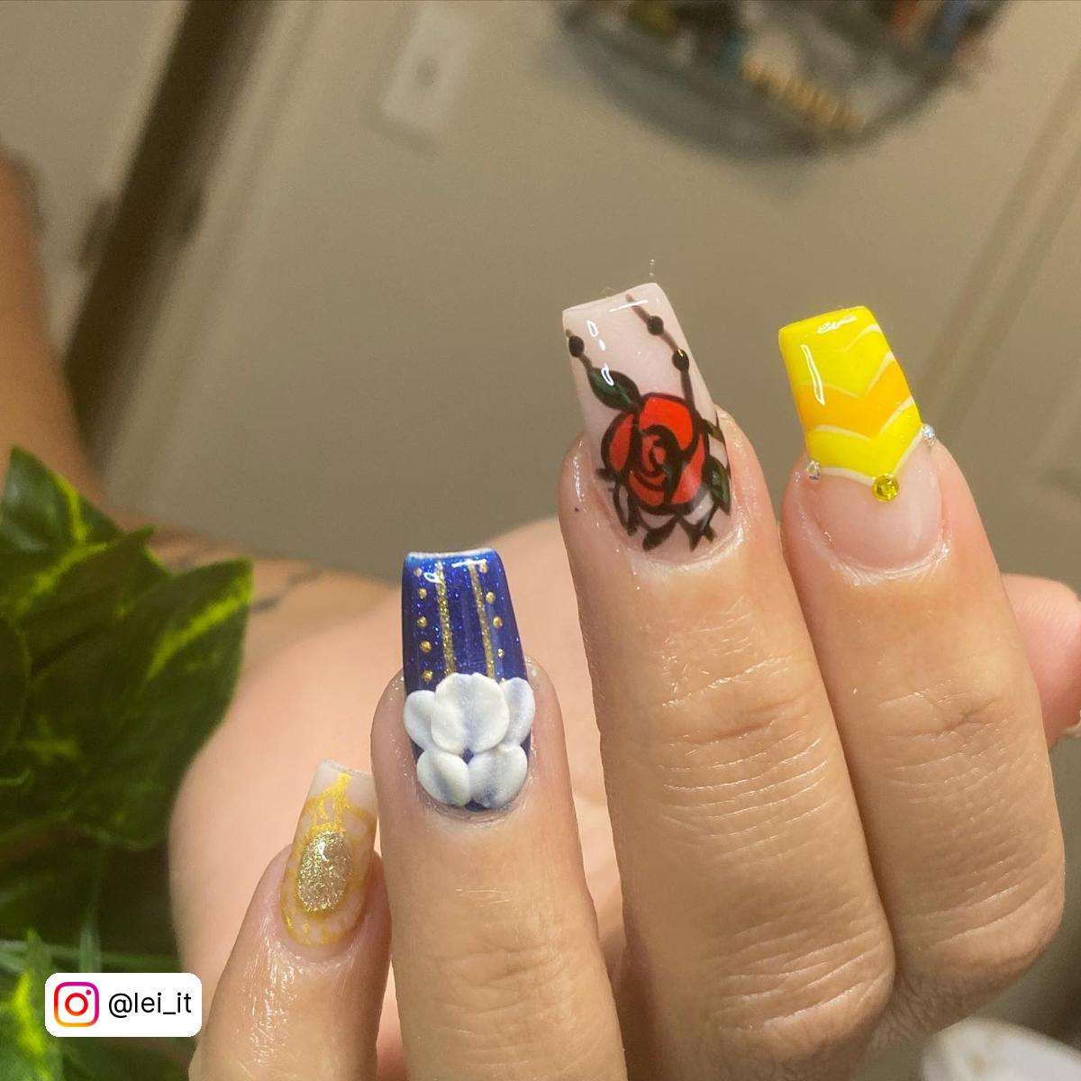 Beauty And The Beast Inspired Nails